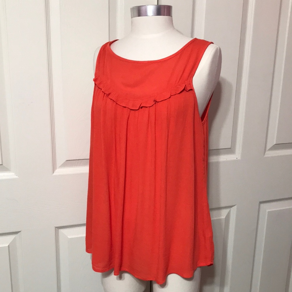 a.n.a Womens Orange Gauzy Sleeveless Blouse Top S